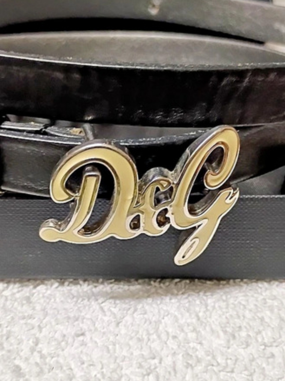 Dolce & Gabbana D&G Logo Plaque Skinny Leather Belt - Picture 5 of 6
